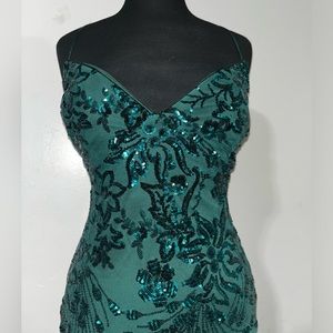 Lulu's Dark Green Prom Dress